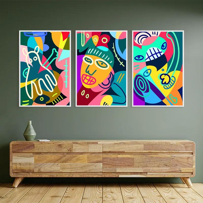 Tablou Multicanvas Colorful Face Set mockup 2