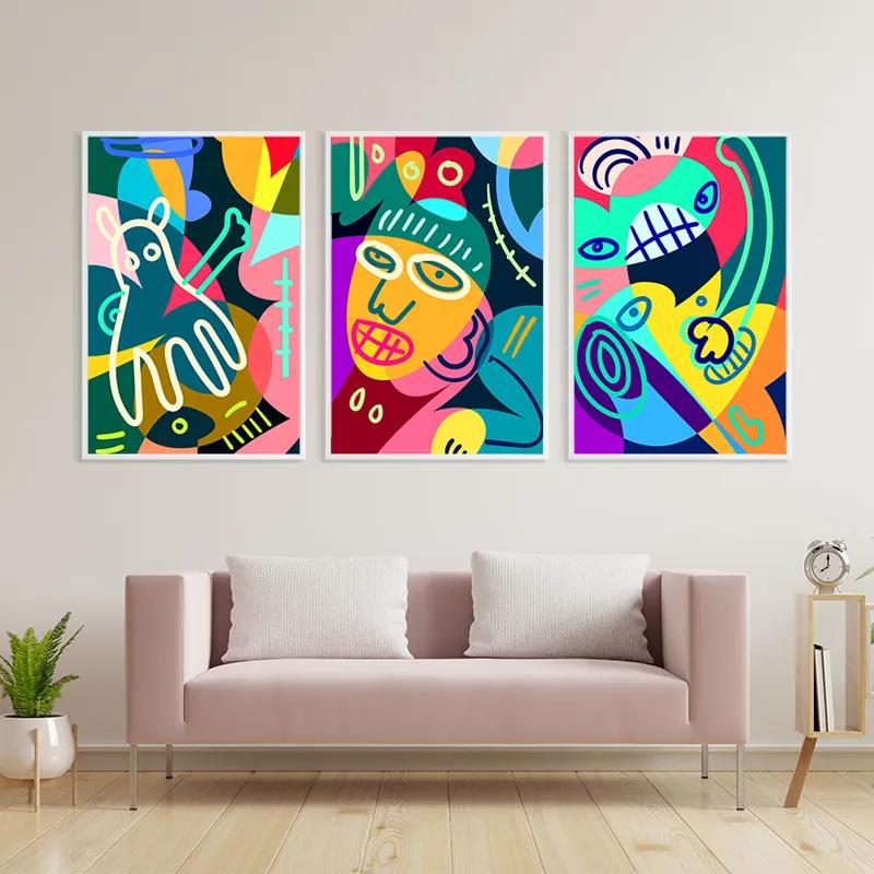 Tablou Multicanvas Colorful Face Set mockup 3