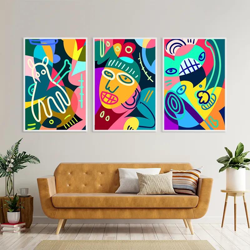 Tablou Multicanvas Colorful Face Set mockup 4