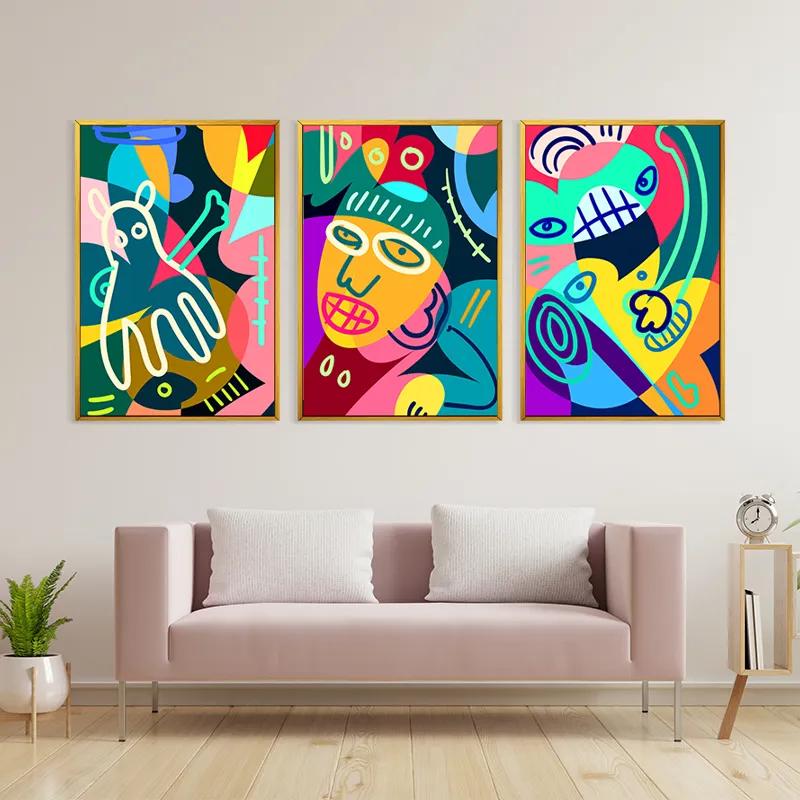 Tablou Multicanvas Colorful Face Set mockup 3