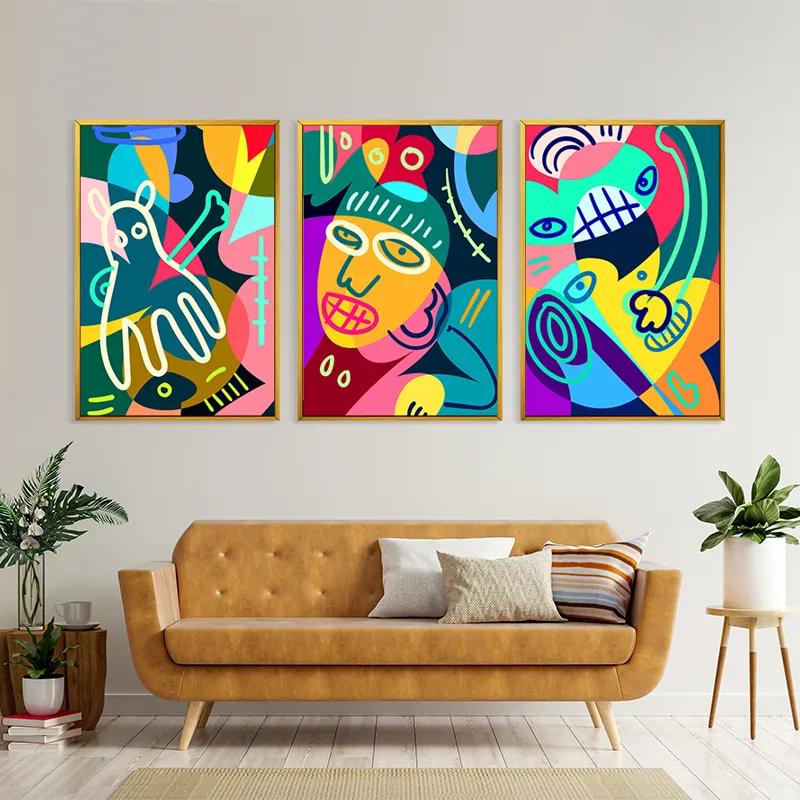 Tablou Multicanvas Colorful Face Set mockup 4