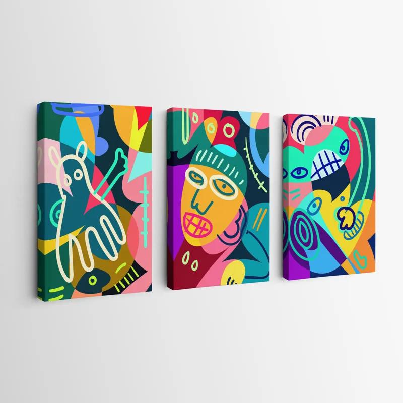 Tablou Multicanvas Colorful Face Set mockup 0