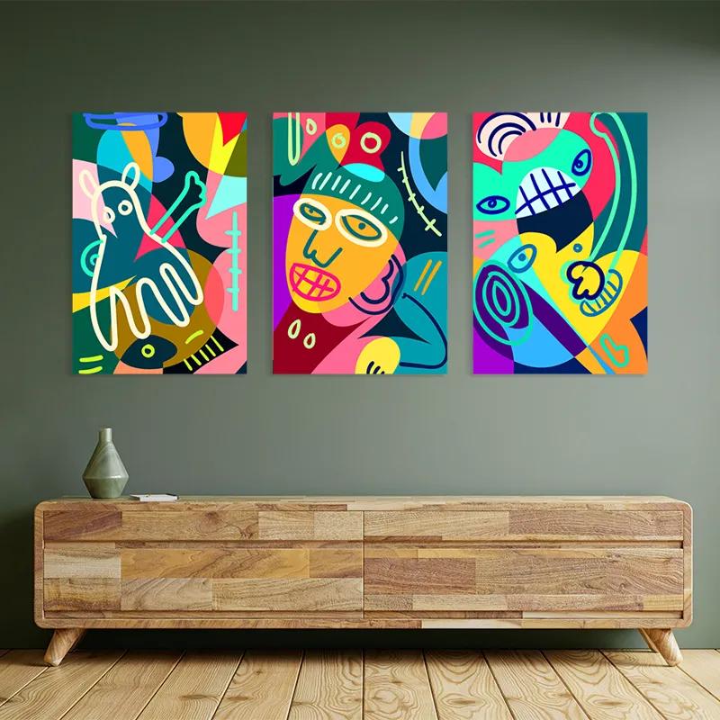 Tablou Multicanvas Colorful Face Set mockup 2