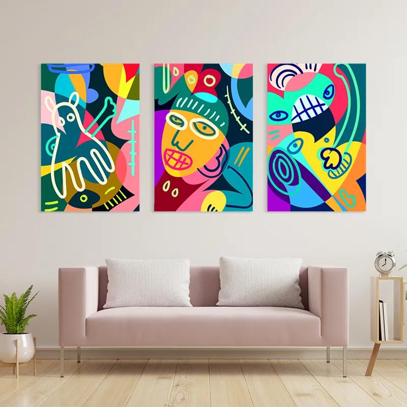 Tablou Multicanvas Colorful Face Set mockup 3