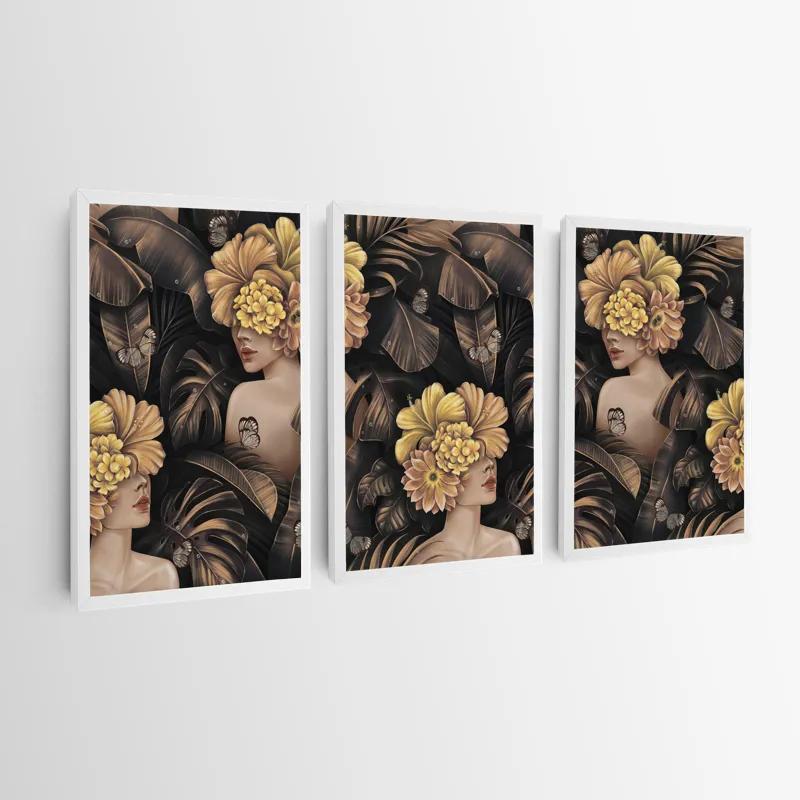 Tablou Multicanvas Golden Flower Girls mockup 0