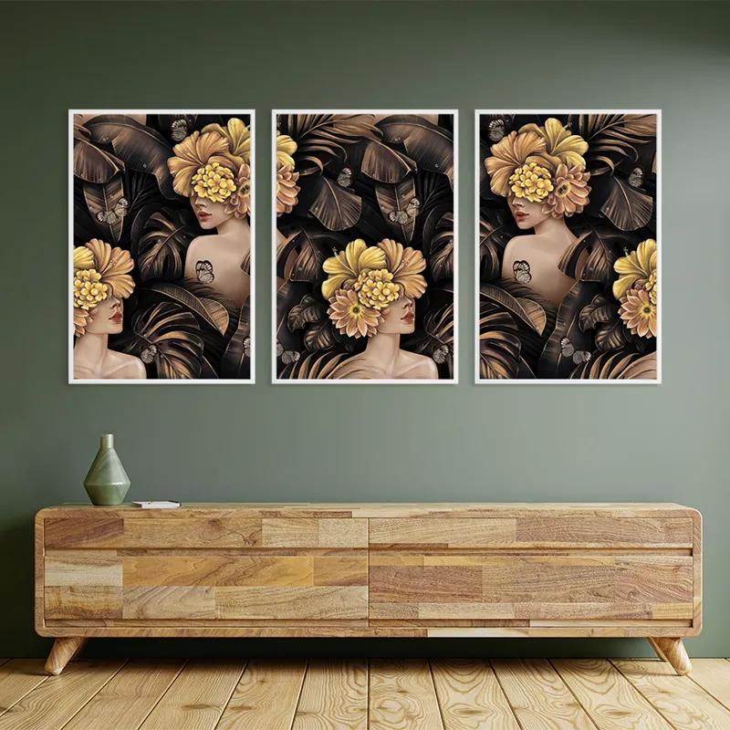 Tablou Multicanvas Golden Flower Girls mockup 2