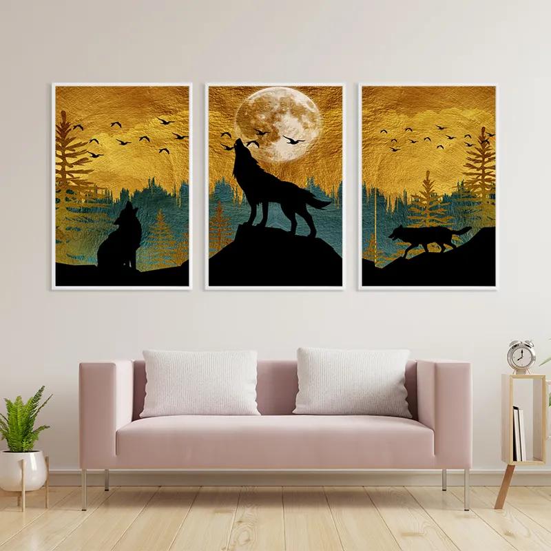 Tablou Multicanvas Three Wolfs mockup 3