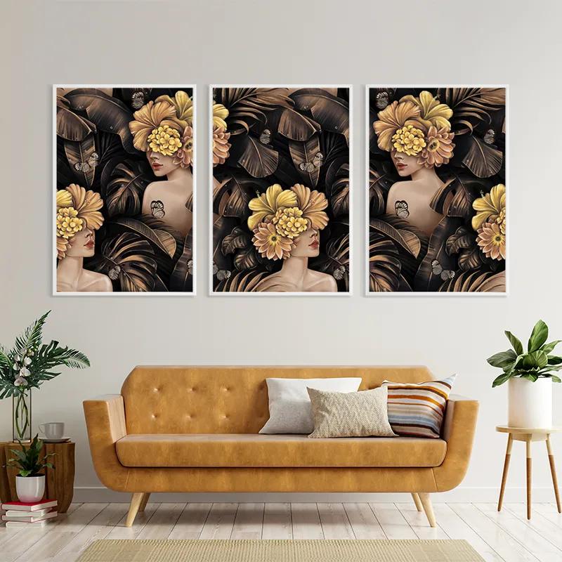 Tablou Multicanvas Golden Flower Girls mockup 4