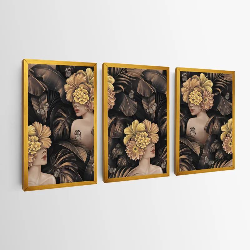 Tablou Multicanvas Golden Flower Girls mockup 0