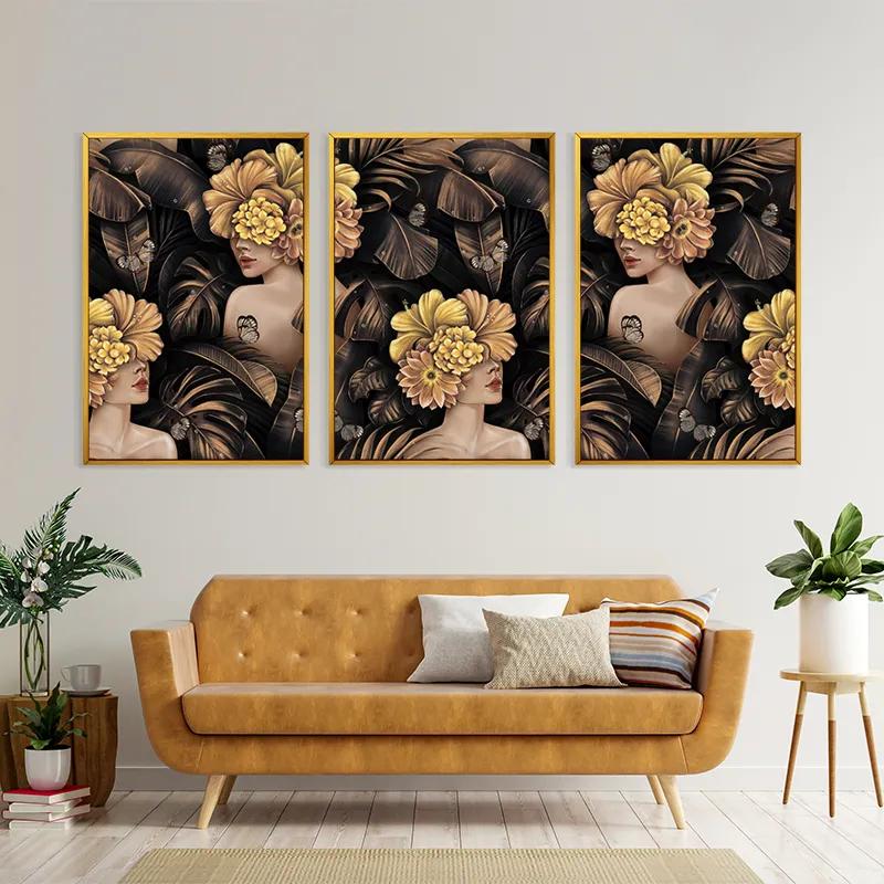 Tablou Multicanvas Golden Flower Girls mockup 4