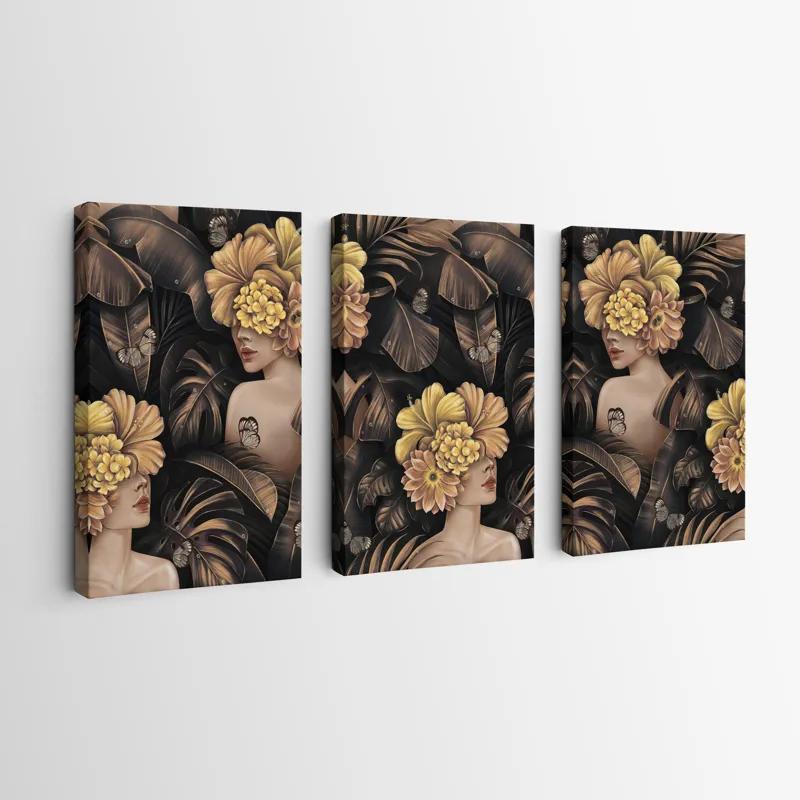 Tablou Multicanvas Golden Flower Girls mockup 0
