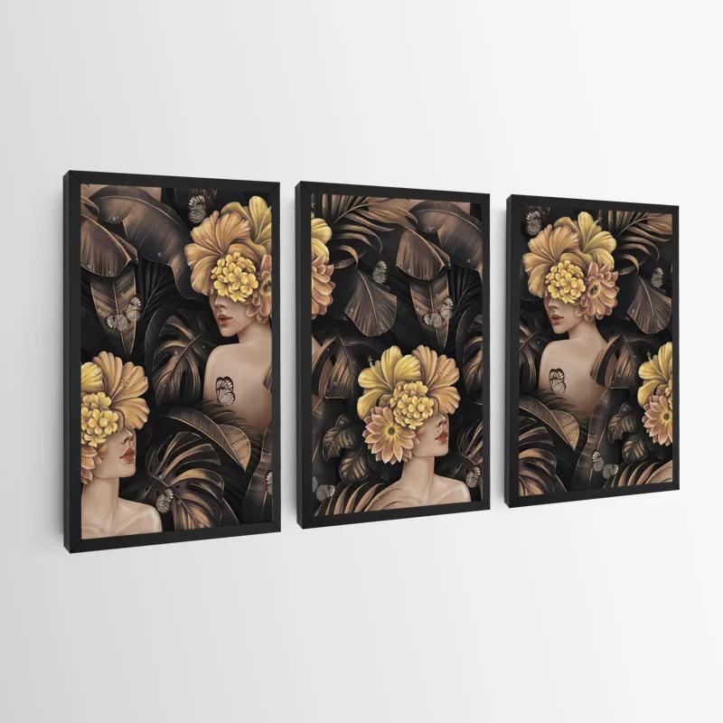 Tablou Multicanvas Golden Flower Girls mockup 0