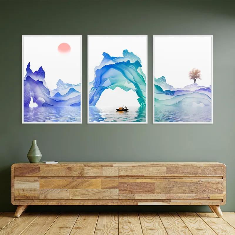 Tablou Multicanvas Abstract Purple Lake mockup 2