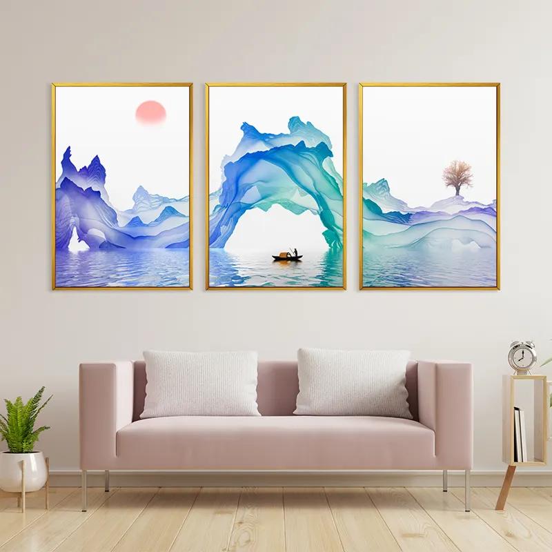 Tablou Multicanvas Abstract Purple Lake mockup 3