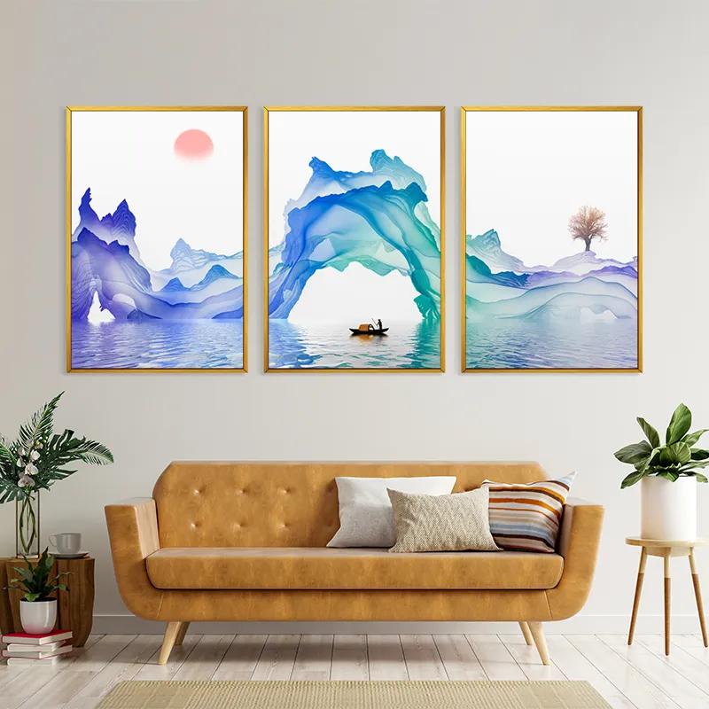 Tablou Multicanvas Abstract Purple Lake mockup 4