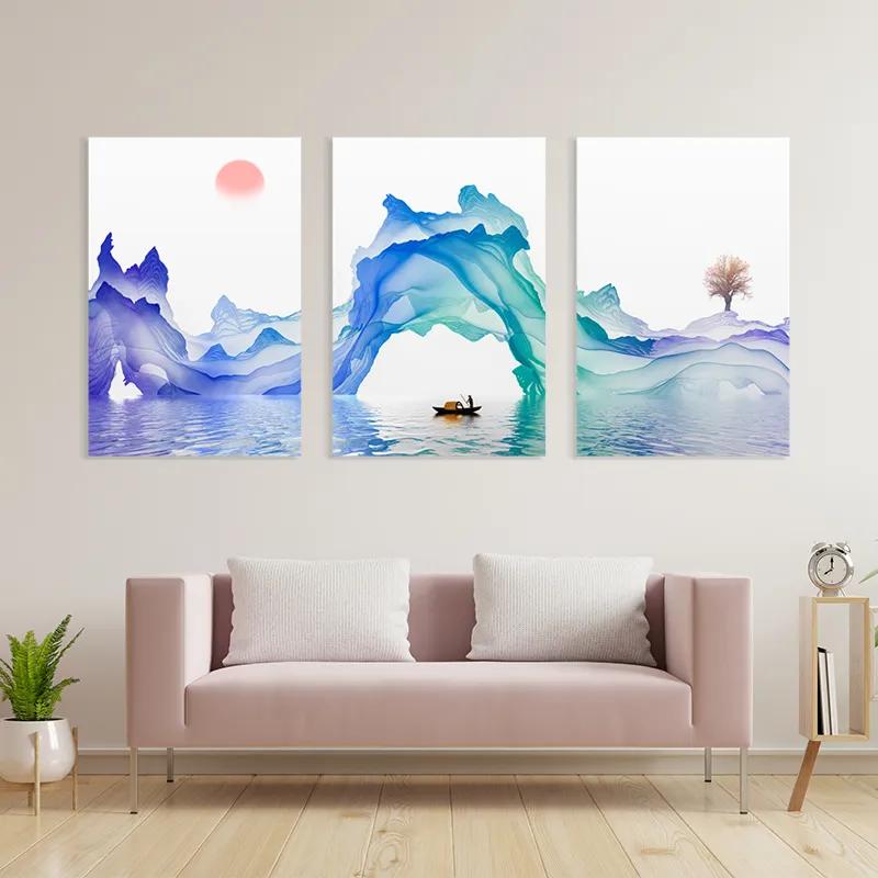 Tablou Multicanvas Abstract Purple Lake mockup 3