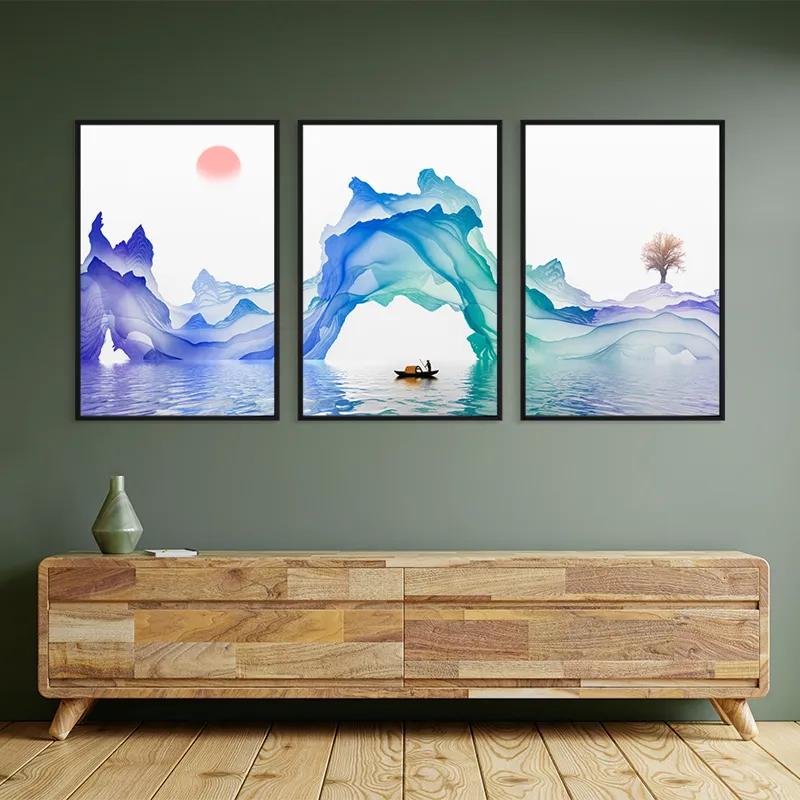 Tablou Multicanvas Abstract Purple Lake mockup 2