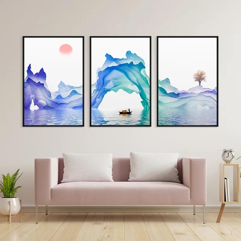 Tablou Multicanvas Abstract Purple Lake mockup 3