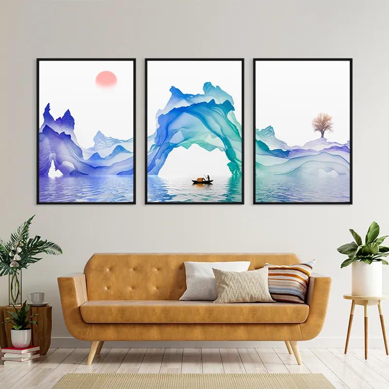 Tablou Multicanvas Abstract Purple Lake mockup 4