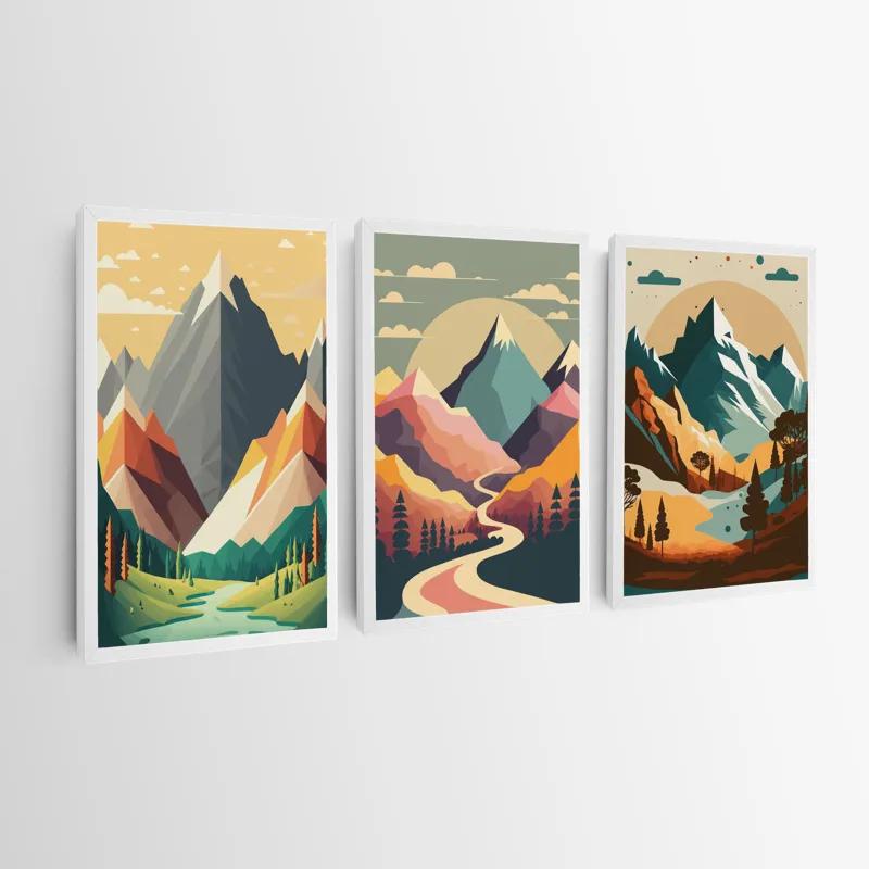 Tablou Multicanvas Colorful Mountain Set mockup 0