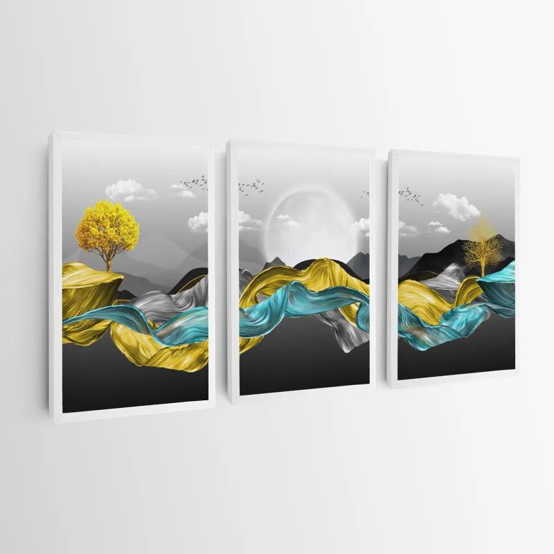Tablou Multicanvas Gold Mountain Waves mockup 0