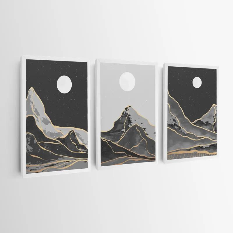 Tablou Multicanvas Grey Moon Mountain mockup 0