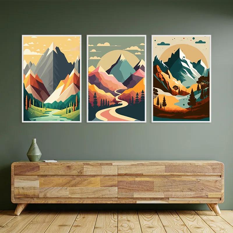 Tablou Multicanvas Colorful Mountain Set mockup 2