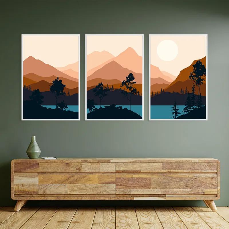 Tablou Multicanvas Cream Moon Mountain mockup 2