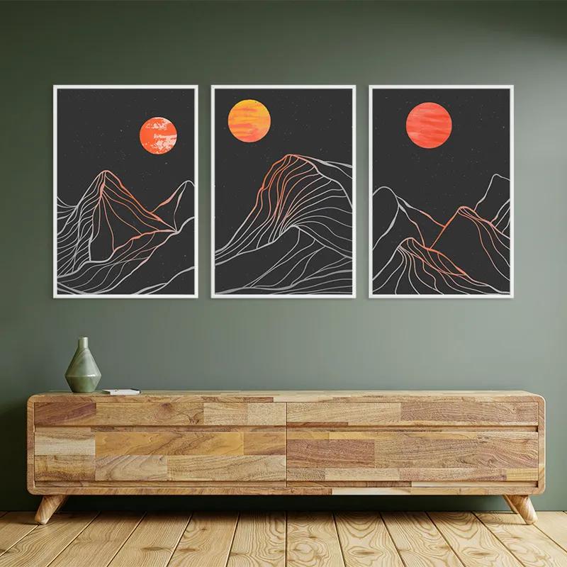 Tablou Multicanvas Orange Moon Line mockup 2