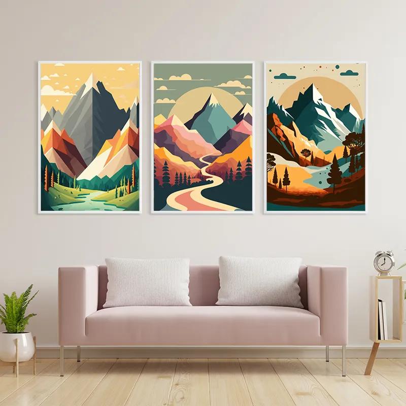 Tablou Multicanvas Colorful Mountain Set mockup 3