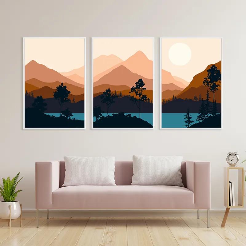 Tablou Multicanvas Cream Moon Mountain mockup 3