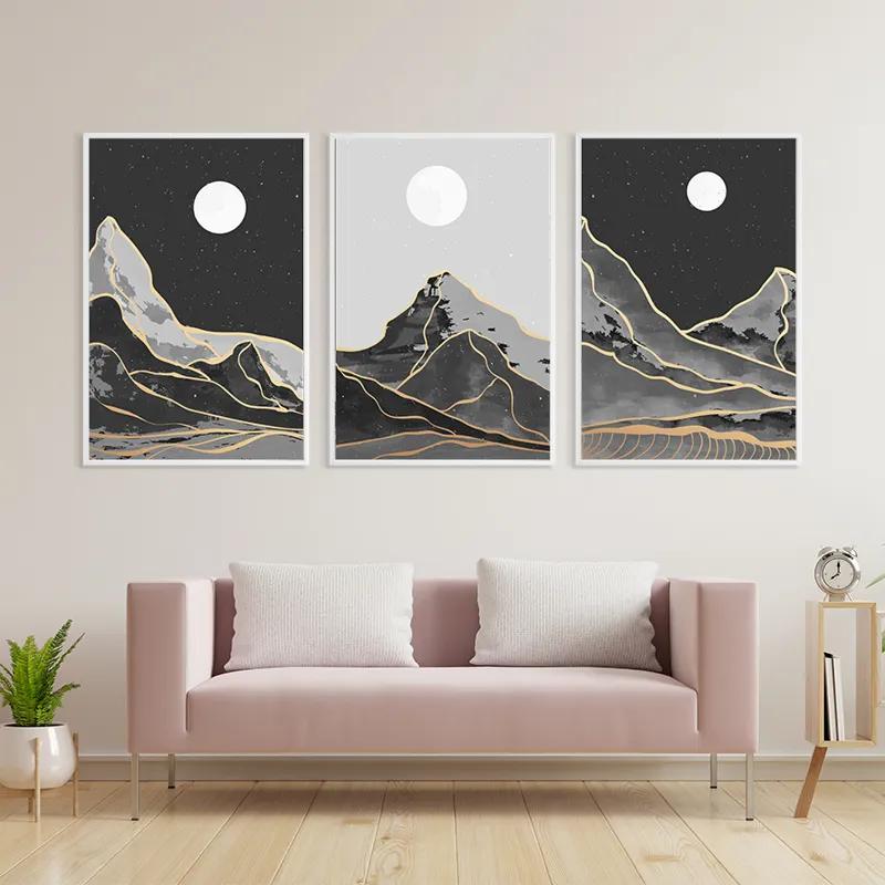 Tablou Multicanvas Grey Moon Mountain mockup 3