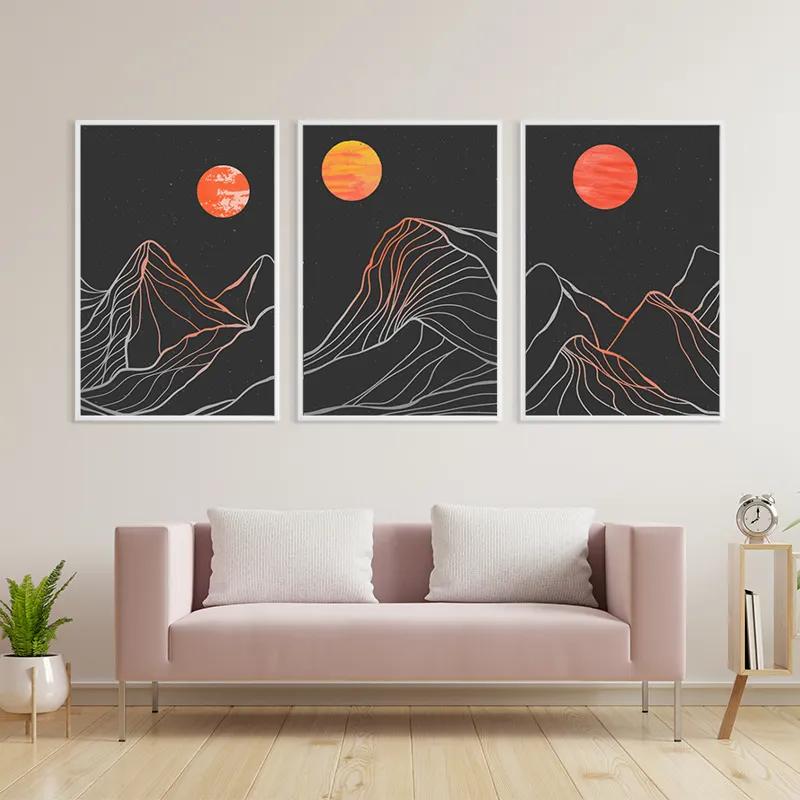 Tablou Multicanvas Orange Moon Line mockup 3