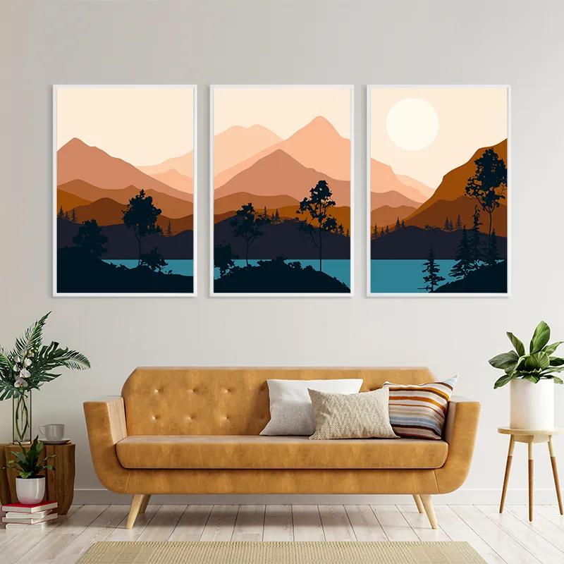 Tablou Multicanvas Cream Moon Mountain mockup 4