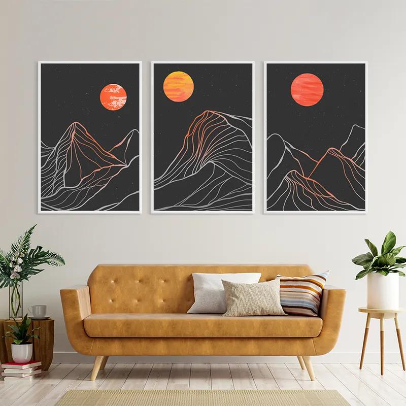Tablou Multicanvas Orange Moon Line mockup 4
