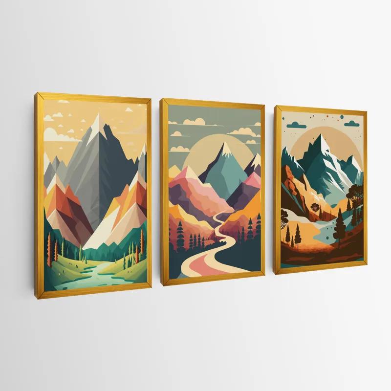 Tablou Multicanvas Colorful Mountain Set mockup 0