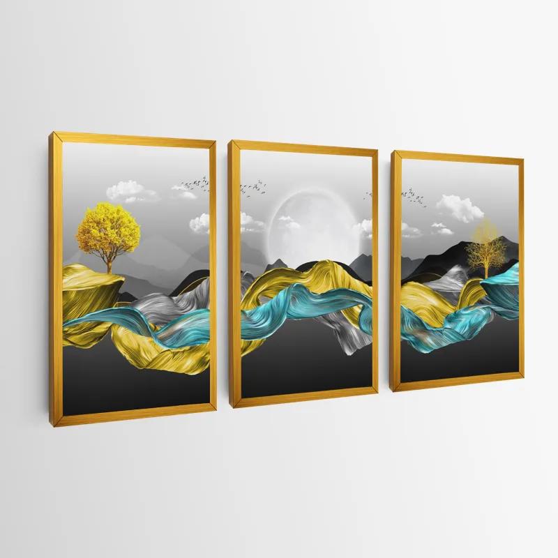 Tablou Multicanvas Gold Mountain Waves mockup 0