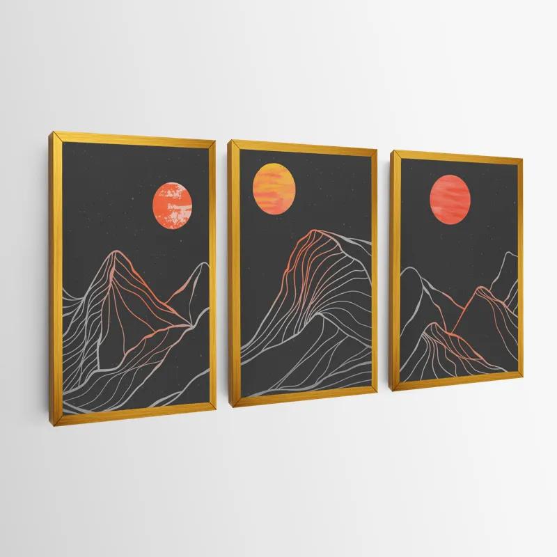 Tablou Multicanvas Orange Moon Line mockup 0