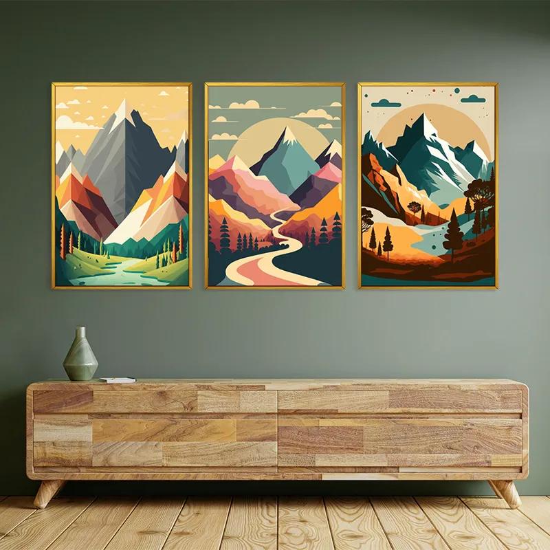 Tablou Multicanvas Colorful Mountain Set mockup 2