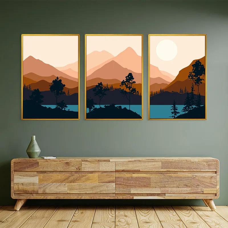 Tablou Multicanvas Cream Moon Mountain mockup 2