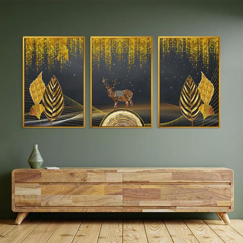 Tablou Multicanvas Golden Deer mockup 2
