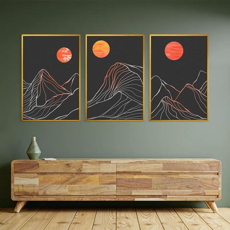 Tablou Multicanvas Orange Moon Line mockup 2