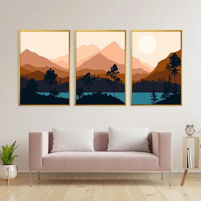 Tablou Multicanvas Cream Moon Mountain mockup 3