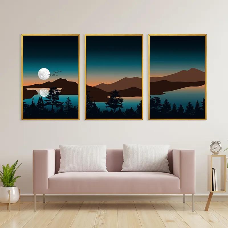 Tablou Multicanvas Full Moon Mountain mockup 3