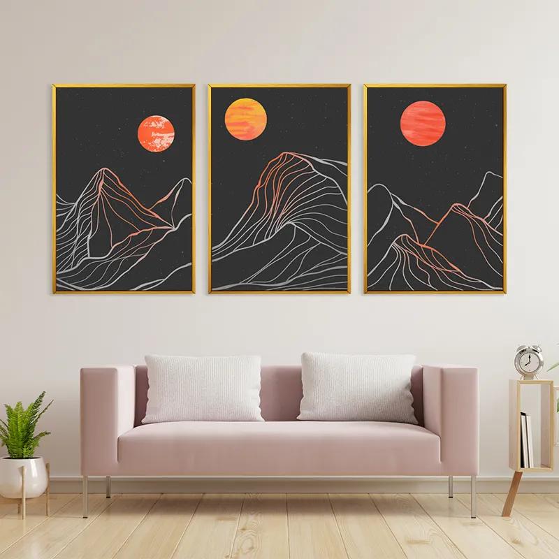 Tablou Multicanvas Orange Moon Line mockup 3