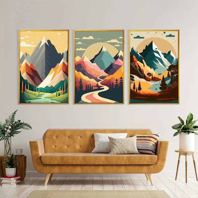 Tablou Multicanvas Colorful Mountain Set mockup 4