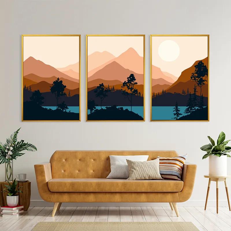 Tablou Multicanvas Cream Moon Mountain mockup 4