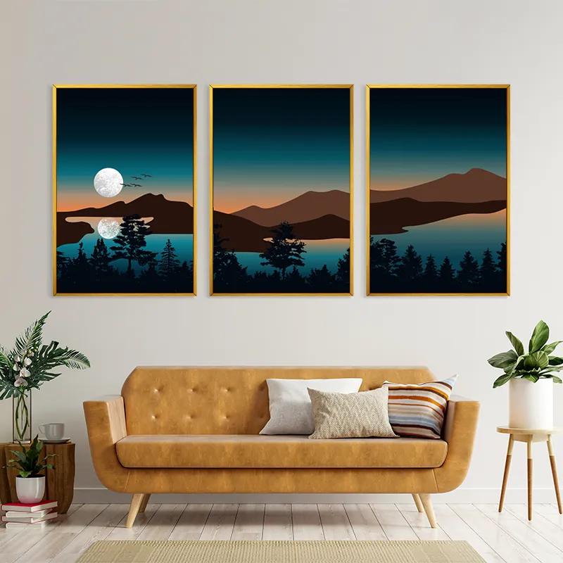 Tablou Multicanvas Full Moon Mountain mockup 4