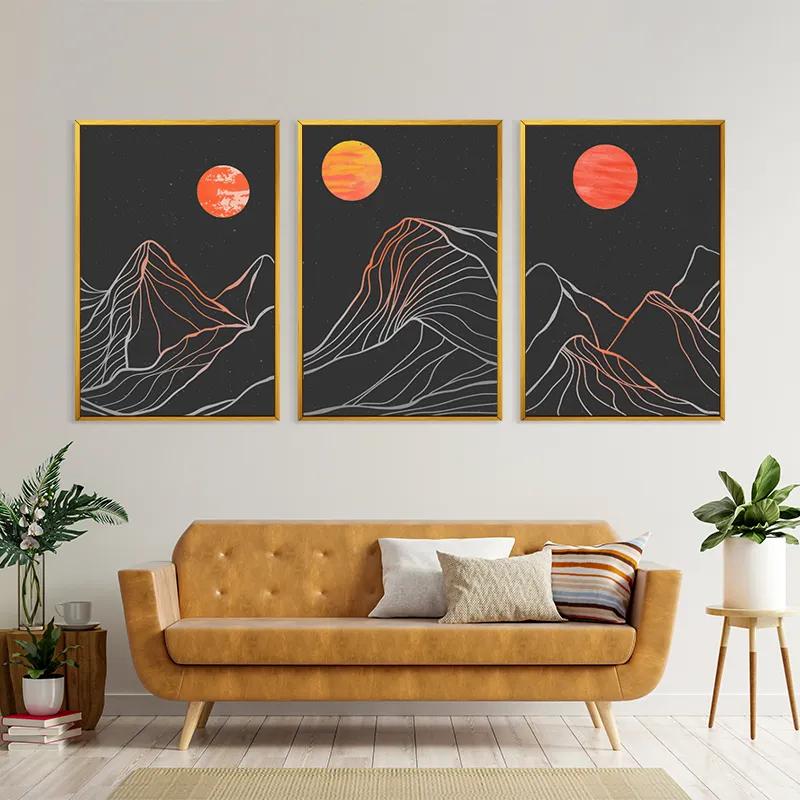 Tablou Multicanvas Orange Moon Line mockup 4