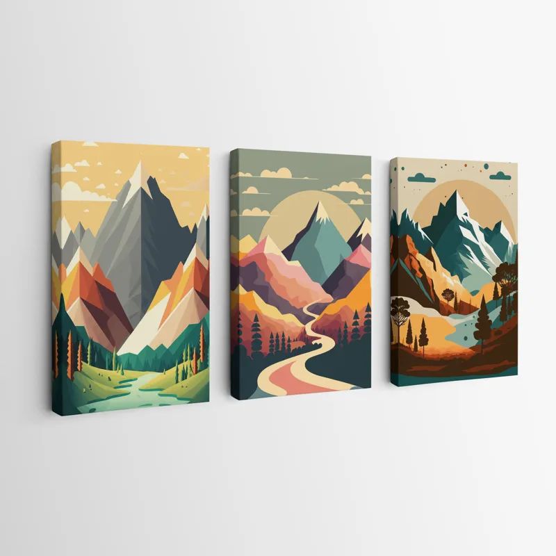 Colorful Mountain Set mockup 0